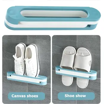 

Wall Mounted Shoe Rack Foldable Shoes Hanger Slippers Drain Storage Rack Shelf Shoe Hanging Holder Bathroom Organizer