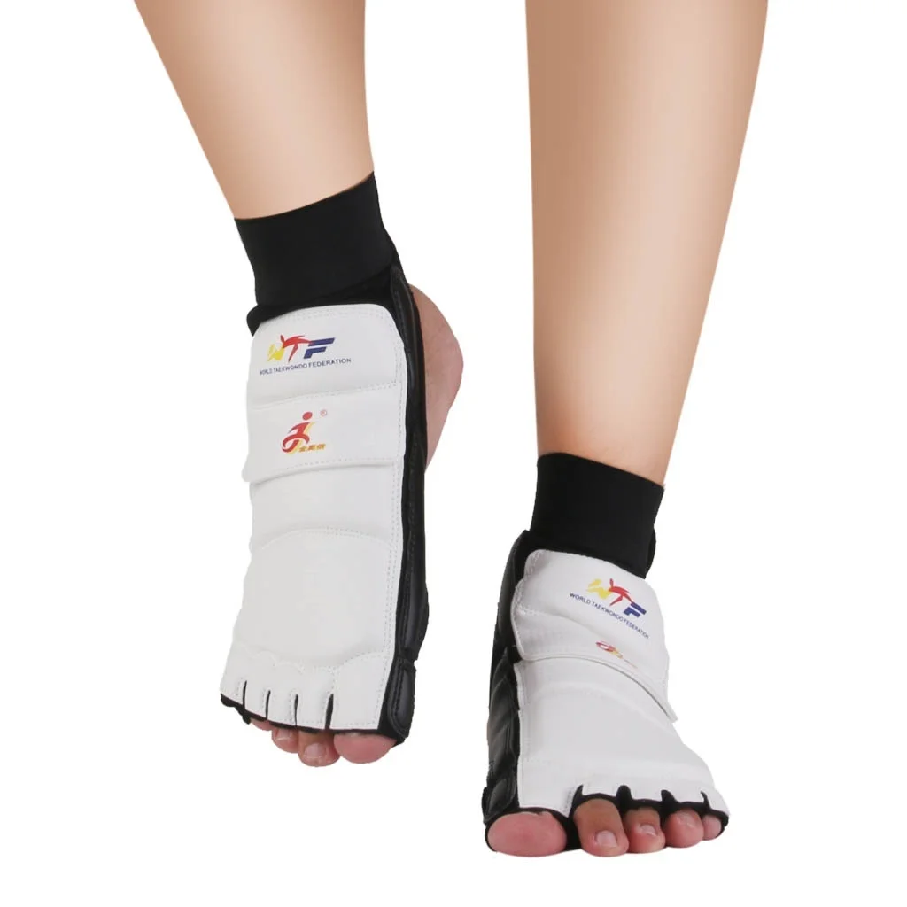 Пара протекторов для ног для тхэквондо из искусственной кожи для каратэ Sparring gear White