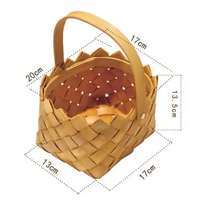 Новая плетеная корзина для хранения древесной стружки, посуда для хранения, корзина для овощей и фруктов, коробка для еды для пикника с ручкой, плетеная корзина, 1 шт