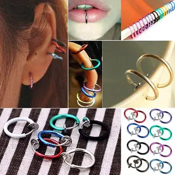 

2 Pcs Fake Clip on Spring Nose Septum Ring Earring Non Piercing Unisex Jewelry 2020