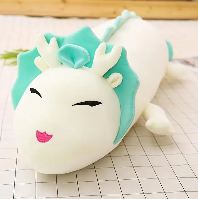 1pc 90-130CM Cute White Dragon Plush Toys Cartoon Simulation Animal Lying Dinosaur Pillow kawaii Birthday Gift for Children