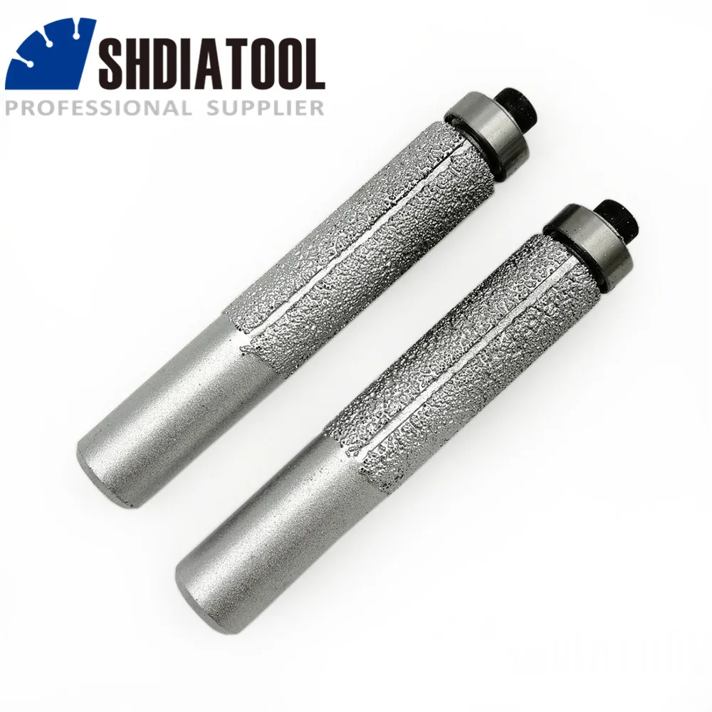 SHDIATOOL (No.2) 2PK Straight Cutter With Bear Vacuum Brazed Diamond Router Bits 1/2&quot Shank Granite Marble edge profiling |