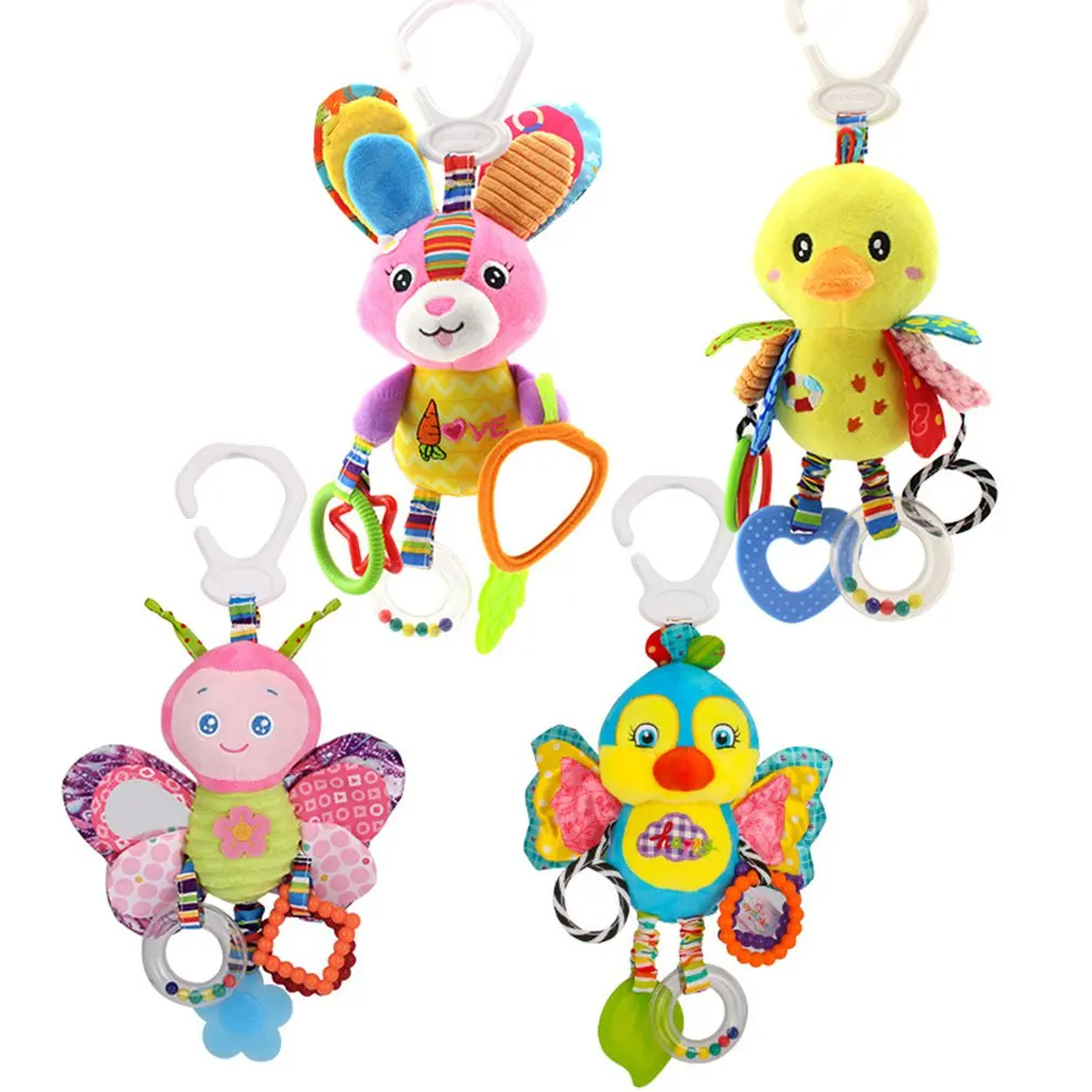 Baby Toys 0-1 Year Old Trailer Animal Doll Bed Hanging Plush Toy Rattle Appease Bed Bell Children's Toys