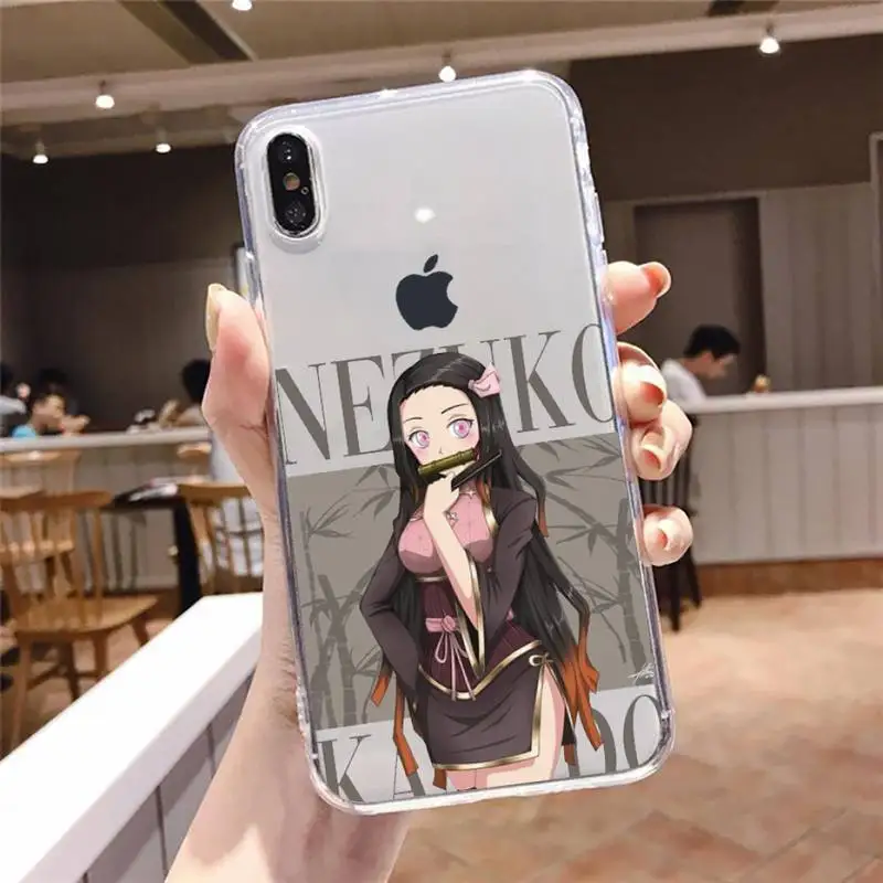 Kamado Nezuko Kimetsu No Yaiba Demon Slayer Phone Case Transparent For iphone se 6 6s 7 8 11 12 13 plus mini x xs xr pro max