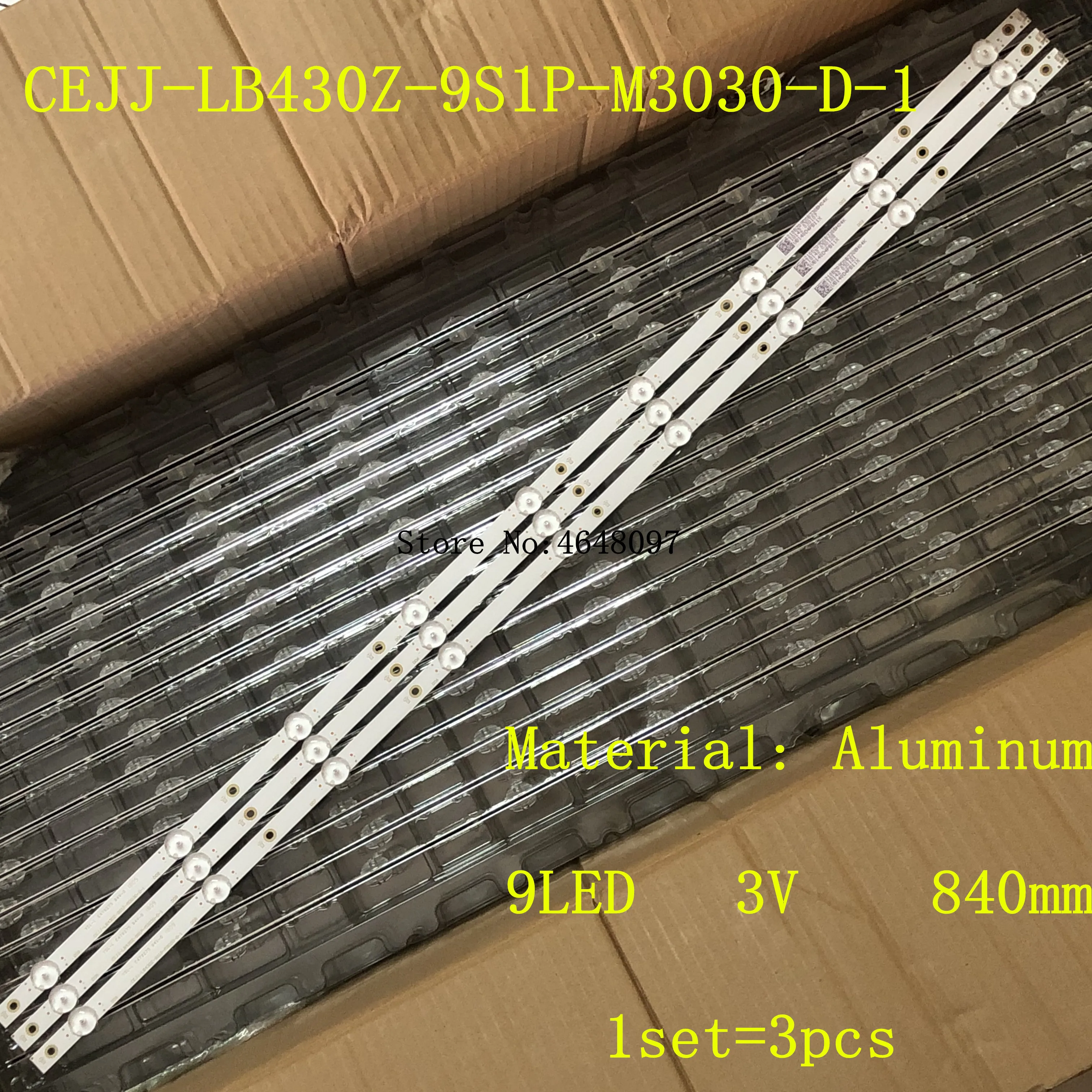 3 pçs/lote 9led (3v) 840mm led backlight strip para aoc 43s5295 ...