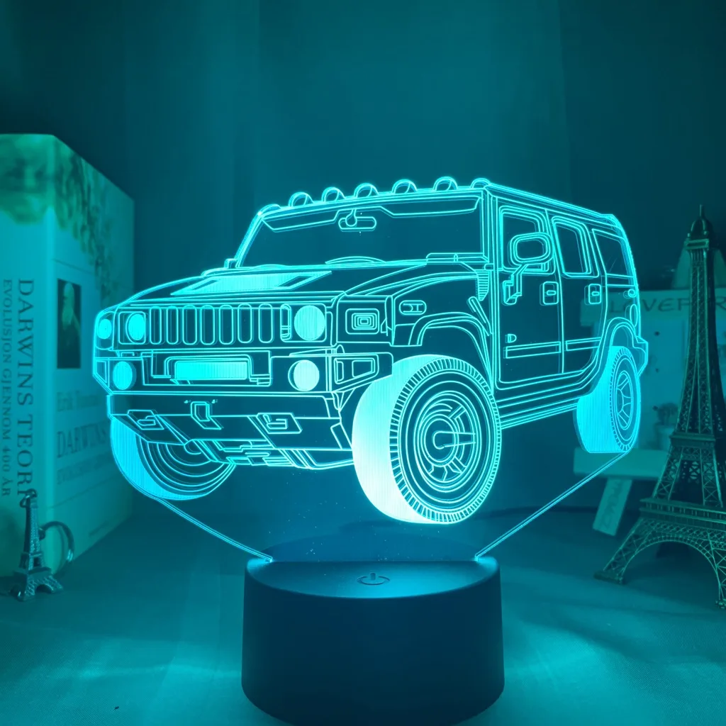 Ночник с 3d иллюзией для автомобиля внедорожника светодиодный сенсорный цветной
