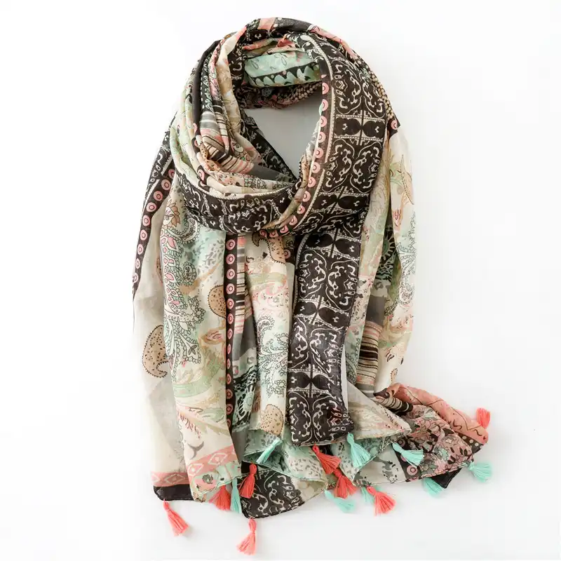 2020 Tassel Viscose Scarf Shawl Women Large Beach Pashminas National Style Hijab Scarf 180 100cm Aliexpress