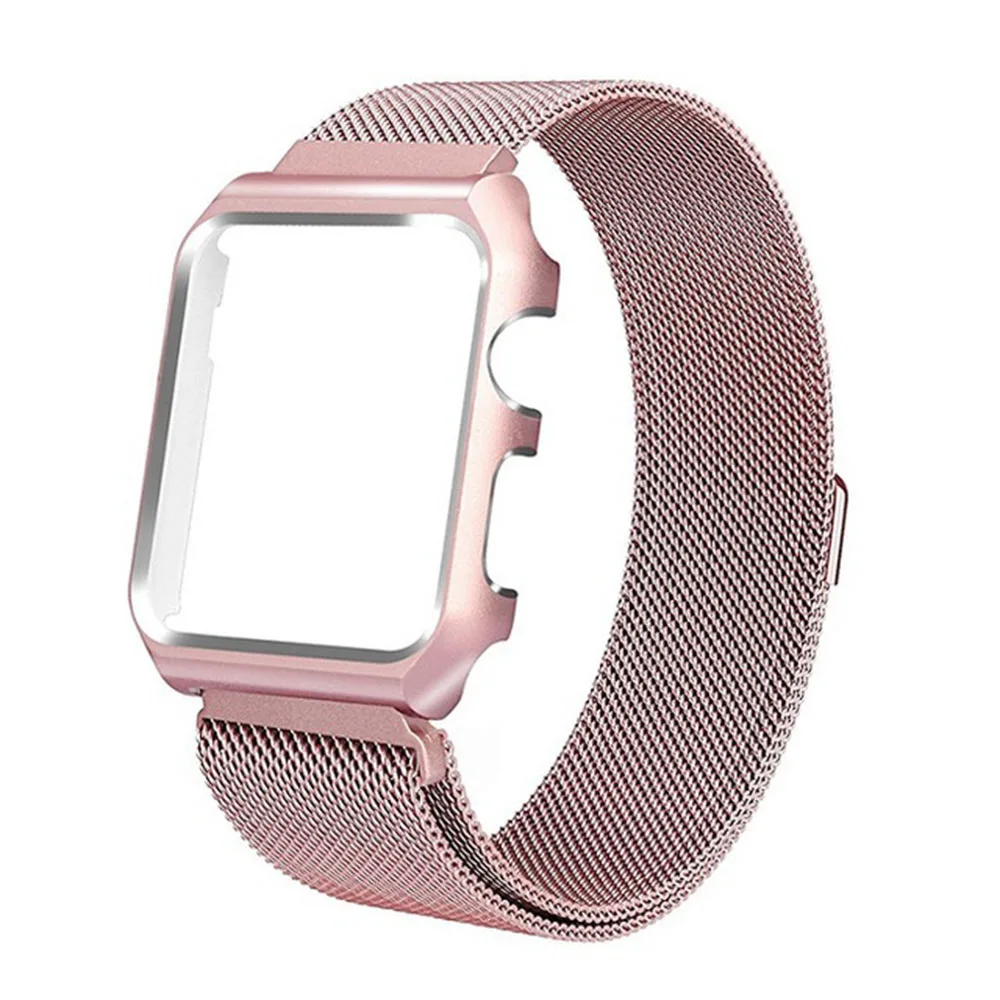 ALPQ Milanese Loop Band чехол для Apple iWatch Series5 4 3 2 1 38 мм 42 40 44 браслет из нержавеющей стали с магнитной пряжкой - Цвет ремешка: Rose Pink