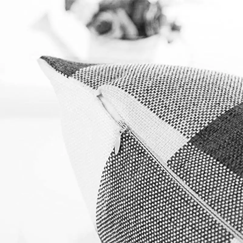 Black White Retro Checkers Plaids Cotton Linen Square Throw Pillow Cover Decorative Cushion Cover Pillowcase Cushion Case, Set o