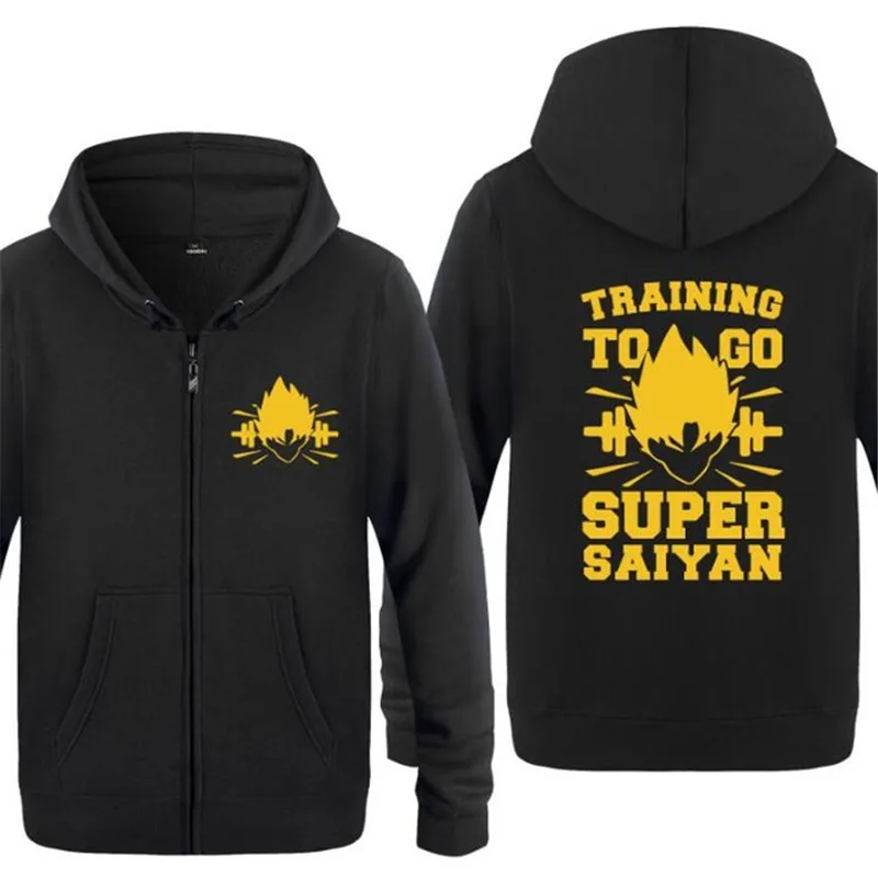 Толстовка мужская аниме Dragon Ball Z Super Saiyan с принтом мужские толстовки флисовая куртка на молнии с длинным рукавом пальто толстовки для фигурного катания Moletom
