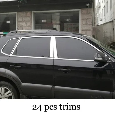Нержавеющая сталь окна автомобиля планки для hyundai tucson 2004 2005 2006 2007 2008 2009 2010 2011 2012 1st поколения - Цвет: 24 pcs trims