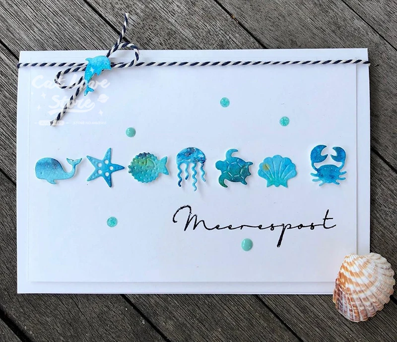작은 바다 시리즈 금속 절단 다이 스크랩북 스텐실 DIY 장식 공예 엠보싱 다이 컷 카드 2019 년 새로운 다이 만들기