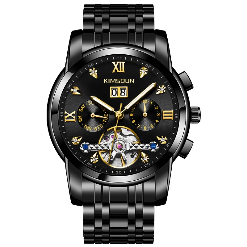 Switzerland automatic mechanical watch New brand diamond tourbillon hollow men's watch waterproof explosion models reloj hombre