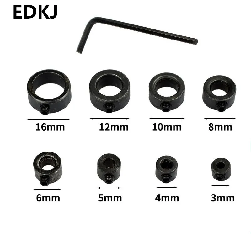 

10PCS 3-16mmmm Drill Bit Tools Depth Stop Collar Ring Spacing Ring Locator Woodworking Tools With Hex Wrench