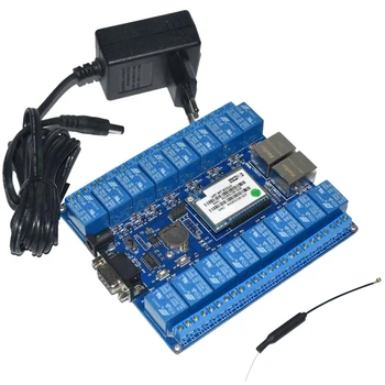 

Smart Home Automation Things Of Internet Rs232 Rj45 Port Wifi Relay Module Board 16 Channel Relays P2P Wifi Antenna(Eu Plug)