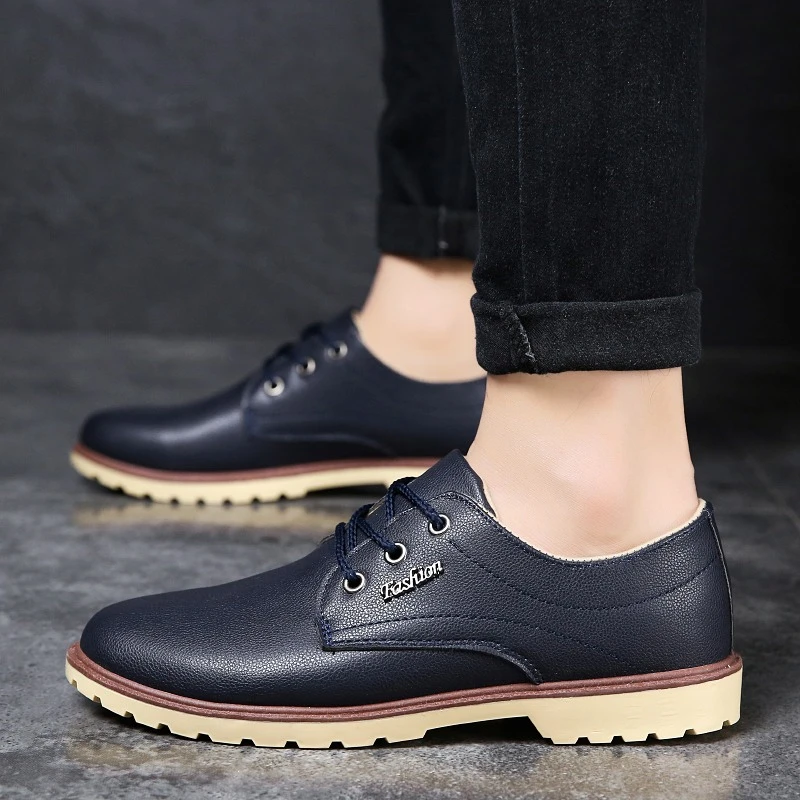 Zapatos casuales de cuero para hombre, zapatos formales de lujo, zapatos de vestir con cordones, Oxfords para hombre, zapatos planos transpirables sin cordones para conducir|Zapatos informales de hombre| - AliExpress