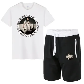 

Summer Billie Eilish Set Men Short Sleeve T Shirts Two Piece Tops+ Shorts Suit Sportswear Set Mens Short Sets Male Leisur
