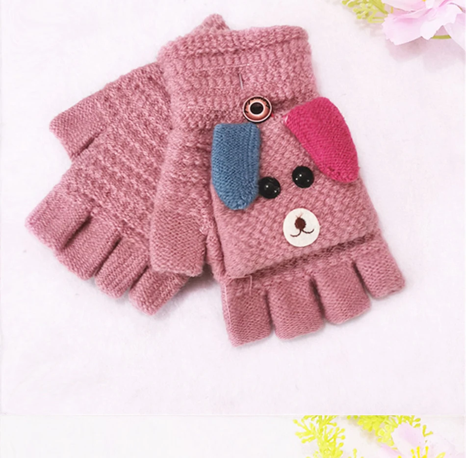 baby stroller toys Outdoor Warm Mittens For Children Winter Half-finger Gloves Boys And Girls Soft Knitted Thicken Baby Warm Children's Gloves Baby Accessories