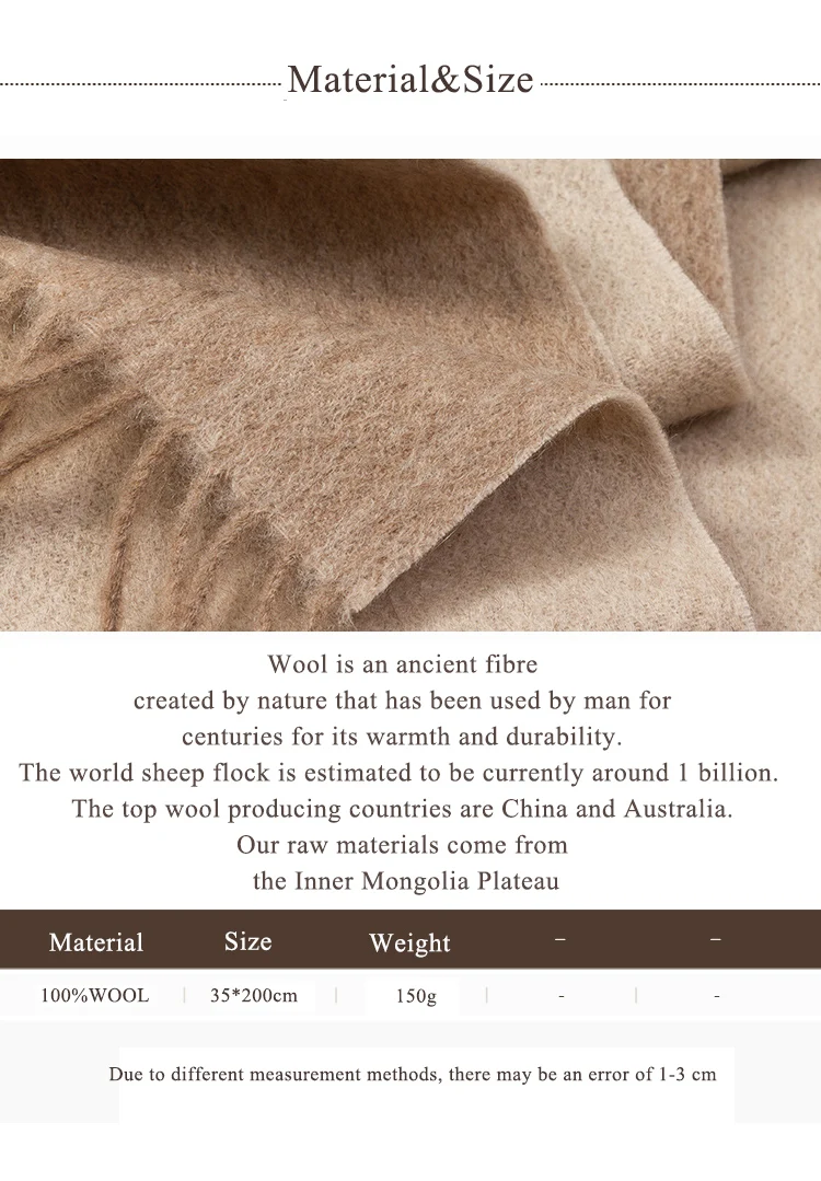 Wolle Schal Frauen doppelseitige Winter Frauen Kaschmir Schal Pashmina Schals Und Wraps Weiblich Foulard Hijab Wolle Stolen Schals – Detail 6
