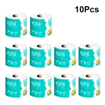 

10 Roll of Wooden Pulp Toilet Paper Roll Paper Cored Roll Toilet Tissues 4-layer Tissue Dry Wet Face Towel Toilet Paper