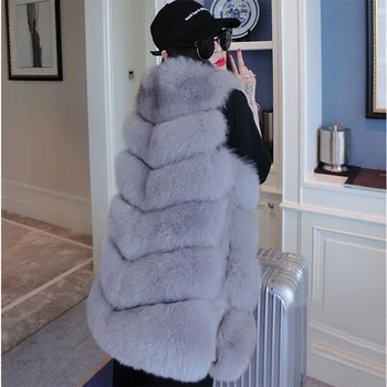 

Female Fur Vest Fox Fur Stitching Long Fur Vest Lady Outerwear Coat Winter Vests Women's Winter Jacket Coat Fur Clothes