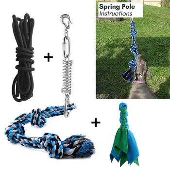 

Pet Toy Dog Rope Toy Pet Stainless Steel Spring Cotton Rope Toy Bungee Dog Training Toy