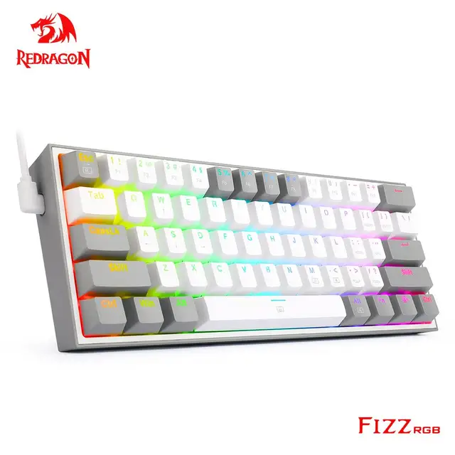 REDRAGON Fizz K617 RGB USB Mini Mechanical Gaming Keyboard Red Switch 61 Keys Wired detachable cable,portable for travel 1