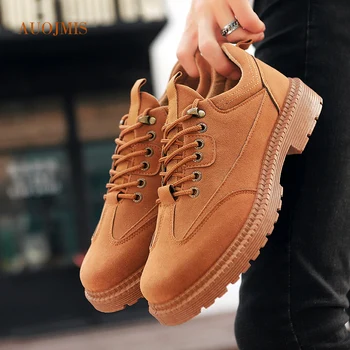 

AUOJMIS High help British style autumn and winter new retro increase desert tooling boots big head outdoor snow boots men