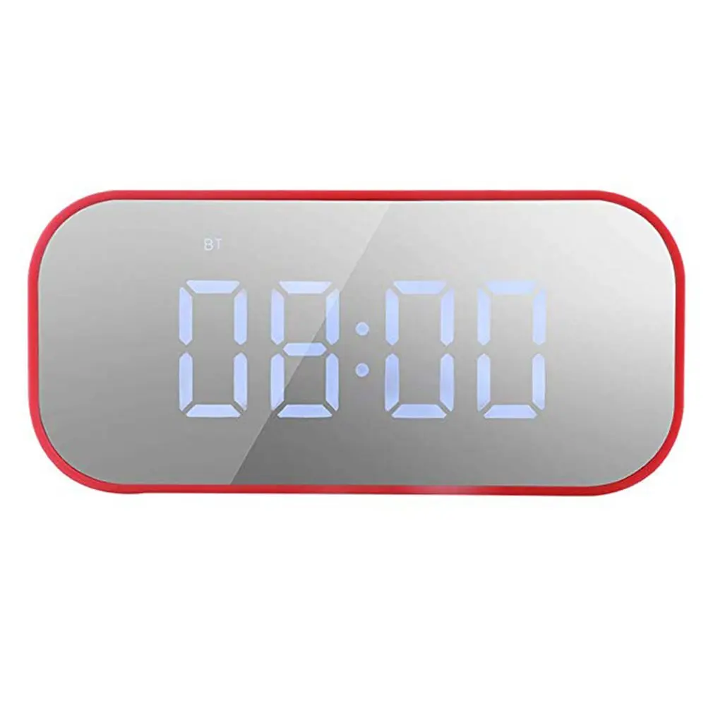 

Mini Portable Speakers Wireless Stylish Mirror Speakers With LED Display Subwoofer Dual Alarm Clock For PC Laptop