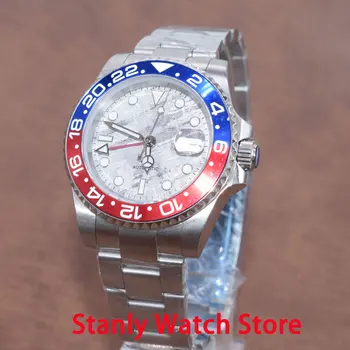 

Luxury Solid Bliger 40mm Gray Sterile Dial Sapphire Luminous GMT Function Automatic Movement Men's Watch