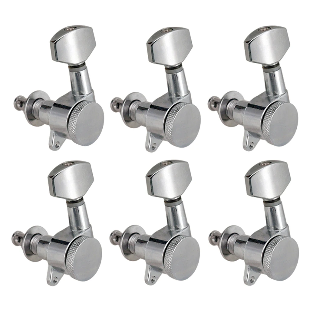 6 Pieces Guitar String Tuning Peg, Tuner Machine Heads Knobs - Locking String Set for Electric Guitar -Silver (6 for Left )