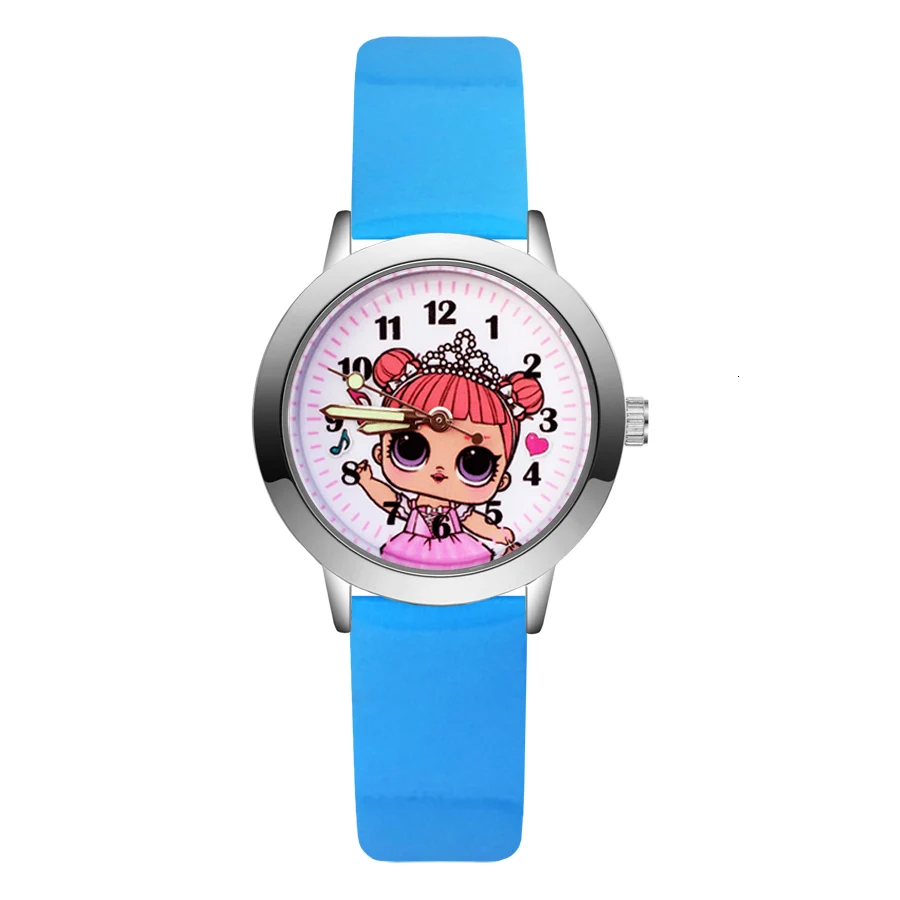 Model A Blue Модные милые детские часы с Минни и единорогом для девочек, детские кварцевые наручные часы с кожаным ремешком для студентов JA95 - Цвет: Model A Blue
