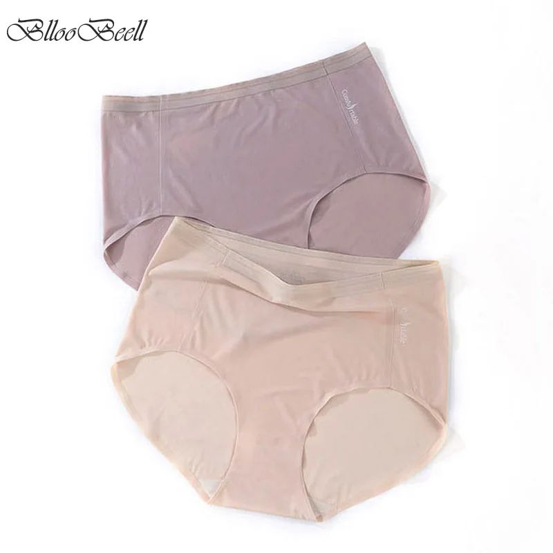 

Hot Solid Seamless Women Panties High Waist Briefs Ice Silk Women's Plus Size Underwear Thin Breathable Spring Summer 3XL/4XL