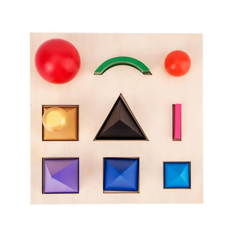  Kids Wooden Building Blocks Montessori Match Board Kindergarten Baby Gift Toy R7RB