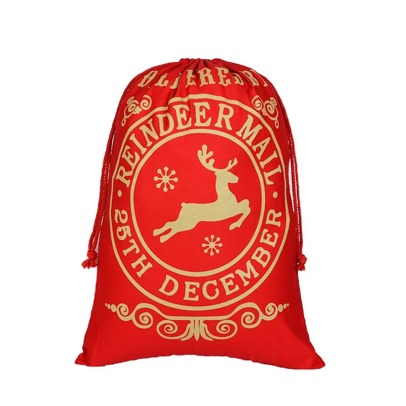 Christmas Candy Gift Bag Cotton Canvas Drawstring Pocket Party Gift Decoration Bag - Цвет: red type2