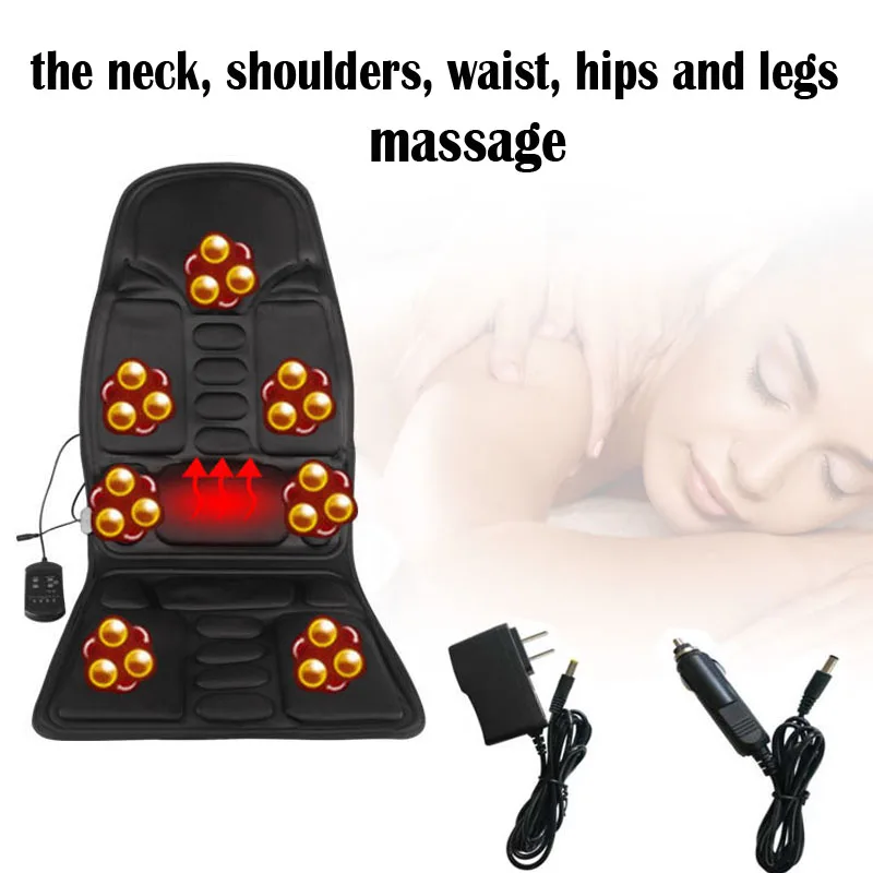 Electric 7 Motor Back Massager Chair Cushion Vibrator Portable Home Car Office Neck Lumbar Waist