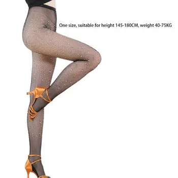 

Womens Sexy Fishnet Stockings Glitter Rhinestone High Waist Mesh Latin Pantyhose Q6PB