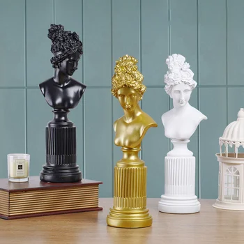 

ERMAKOVA 36cm Resin Greek Goddess Bust Statue Freya Head Figurines Character Sculpture Portraits Roman Mythology Home Decoration