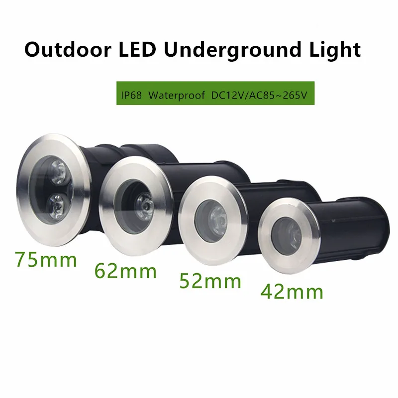 3W LED Underground Light IP68 Waterproof 85-265V Outdoor 9W Buried Lamp DC12V Recessed Deck Light for Ground Garden Landscape