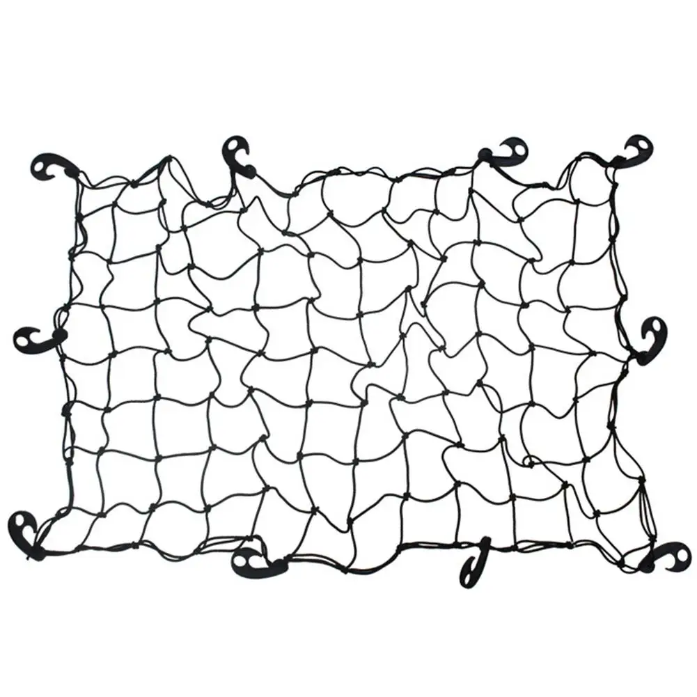 Universal Car Trunk Luggage Storage Cargo Organizer Rubber Latex Elastic Roof Luggage Mesh Car Cargo Net With 12 Plastic Hooks