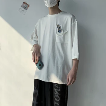 

2020 Summer New Youth Popular Basic Models Cartoon Embroidered Short-sleeved T-shirt Fashion Casual Loose Pullover S-2XL