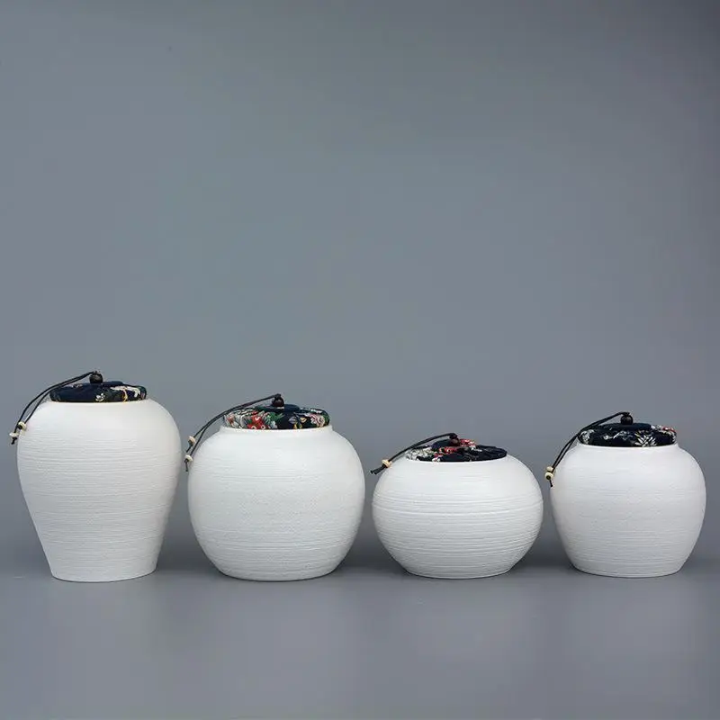 

White Tea Box Round Collection Storage Container Tin Boxes Gift Candy Cans Ceramic Tea Tin Can Storage Seal Packaging Tea Caddy