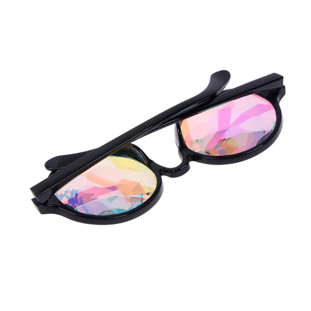 fashion sunglasses Clear Round Glasses Kaleidoscope Eyewears Crystal Lens Party Rave Music Festival Sunglasses Friend Gifts big cat eye sunglasses