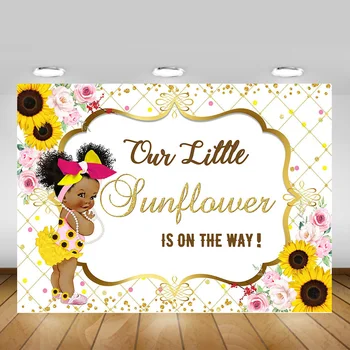 

Little Sunflower Baby Shower Party Selfie Photography Backdrop Princess Newborn Girl Birthday Background Rose Lattice Photoshoot