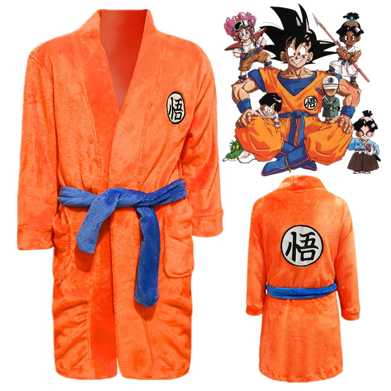 Anime Dragon Ball Son Goku Bathrobe Sleepwear Cosplay Costume For Kids