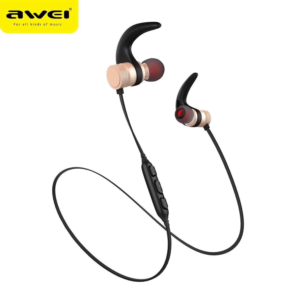 Золотой AWEI A920BLS bluetooth Earphone Wireless Bass Sport bluetooth Headset Auriculares Cordless Headphones Casque 10h Music - Цвет: Золотой