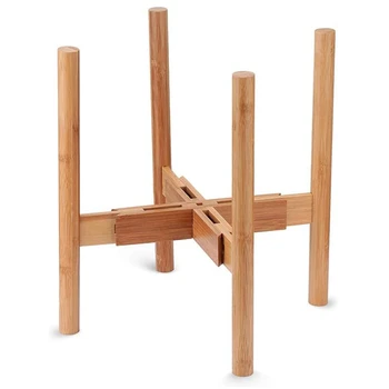 

Expandable Plant Holder Bamboo Wood Flower Pot Display Stand Potted Rack for Indoor and Outdoor, Up to 12 Inch Planter