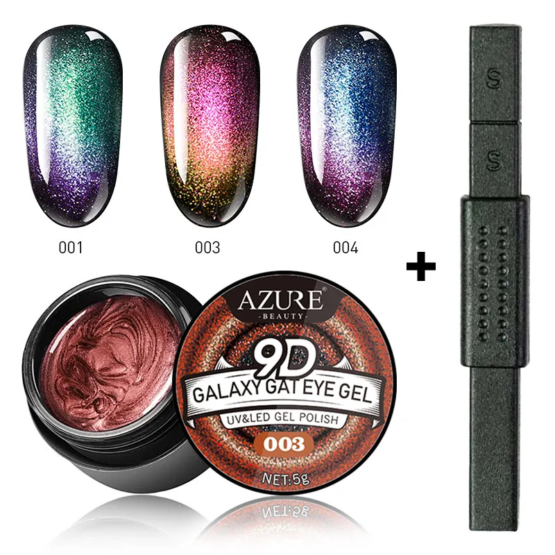 

Modelones 4Pcs/Lot 9D Galaxy Cat Eye Gel Chameleon Magnetic Gel Varnish Semi Permanent Led Gel Need Black Base Gel 6 Colors