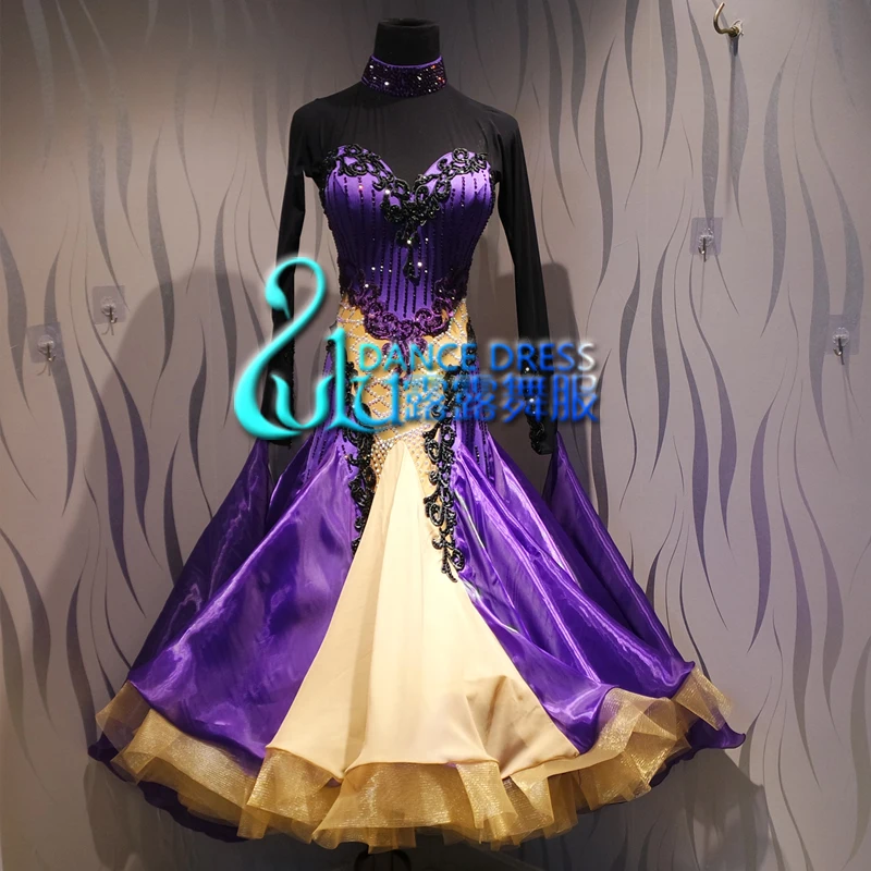 Женское платье для танго вальса гладкое соревнований по американскому танцу 8