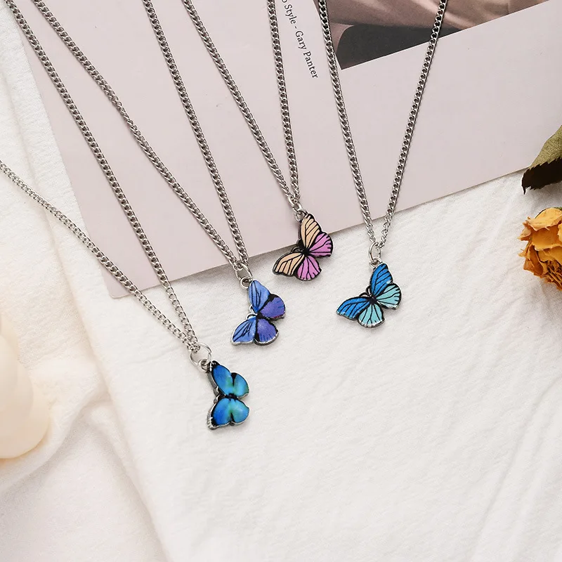 Модные парные ожерелья с бабочкой для женщин мужчин лучших друзей градиенты